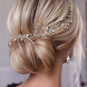 Bride Silver Wedding Hair Piece | Opal Rhinestone Hair Accessories